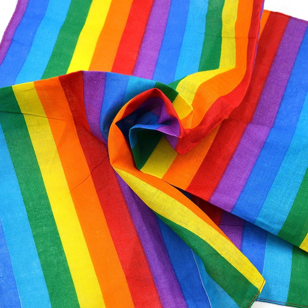 Square Scarf Cotton Rainbow Stripe Headband