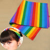 Square Scarf Cotton Rainbow Stripe Headband