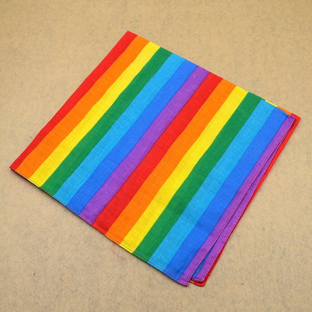 Square Scarf Cotton Rainbow Stripe Headband