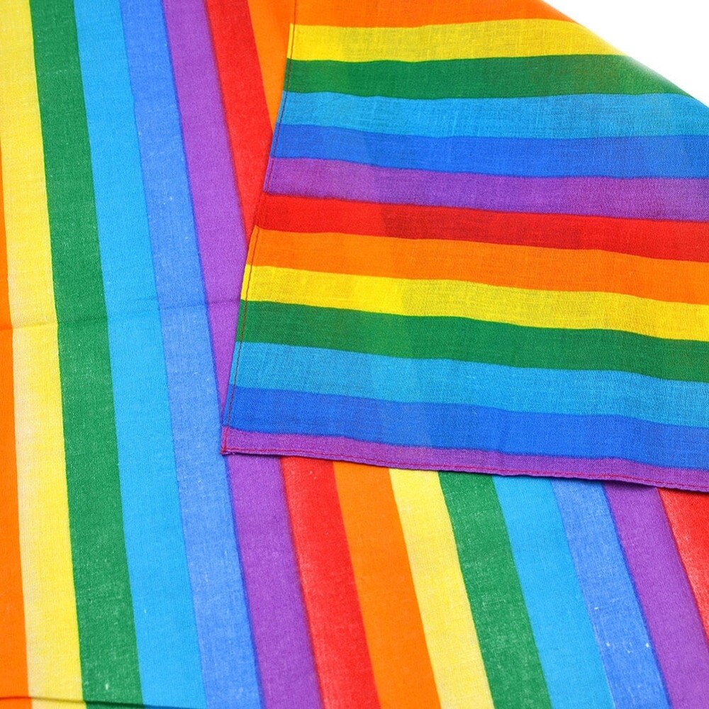 Square Scarf Cotton Rainbow Stripe Headband